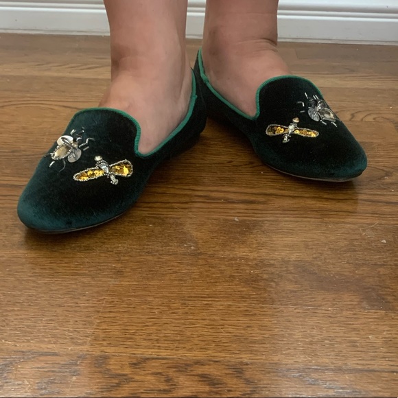 NWT Vintage Havana Sue Hunter Green Velvet flats - Picture 2 of 16